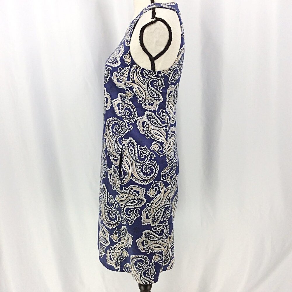 Ann Taylor LOFT Dress Womens Various Blue Paisley Sleeveless Tank Sheath - Picture 3 of 11
